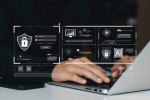 Interface de segurança digital representando proteção de endpoint com Sophos